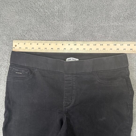 Nine West Pants Womens Jeans 16 Black Heidi Pull On Skinny Flat Front Cotton - Picture 8 of 12